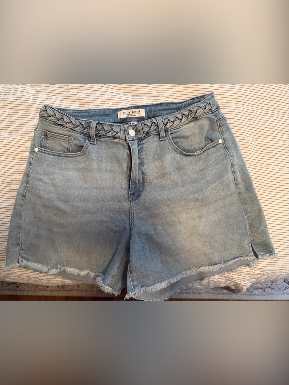 Judy Blue Light Wash Braided Waist Denim Shorts